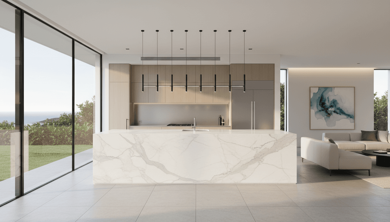 Modern luxury kitchen remodel with clean lines and high-end finishes