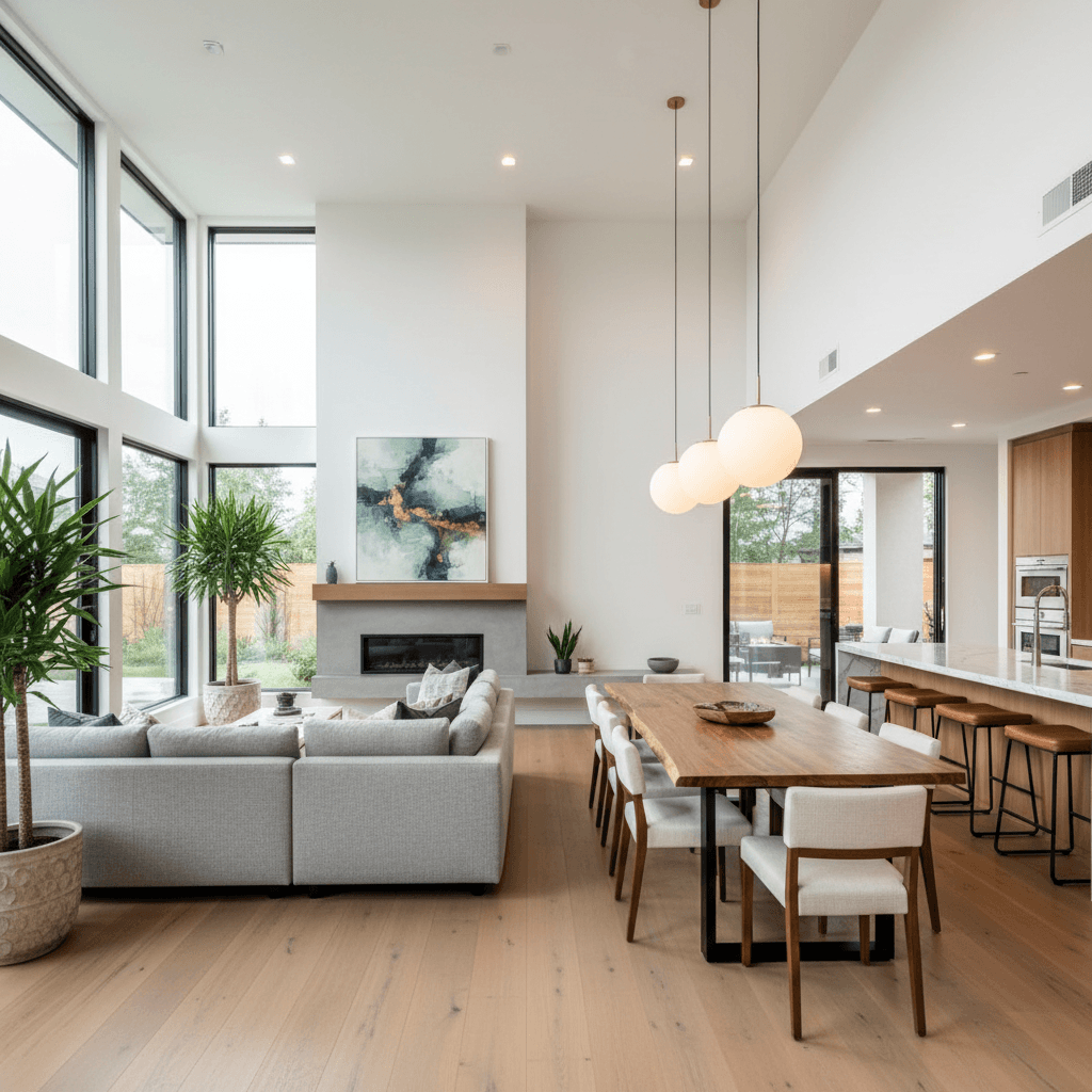 Full home renovation showcasing open living spaces with modern design