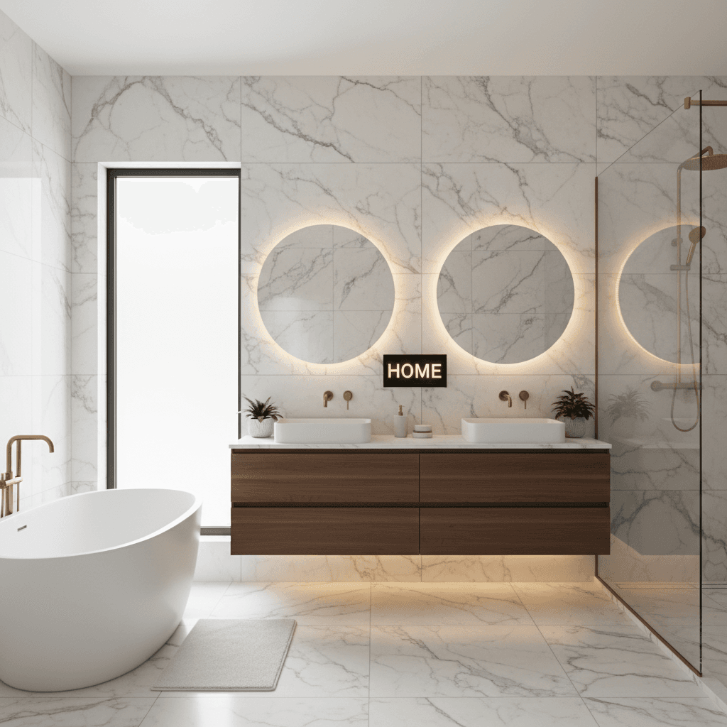 Elegant bathroom with modern fixtures and premium tile work